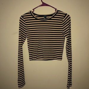 Forever 21 striped long sleeve crop top